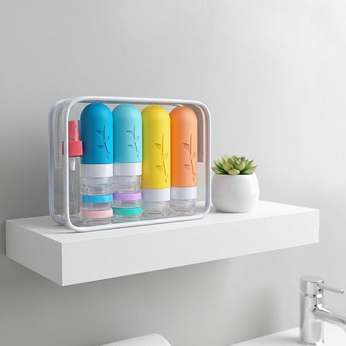 16 Pack Travel Bottles Set - TSA Approved Leak Proof Silicone Squeezable Containers for Toiletries, Conditioner, Shampoo, Lotion & Body Wash Accessories (White)