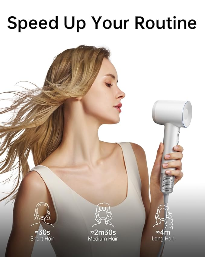 Laifen Swift Hair Dryer, High Speed 200M Ionic Blow Dryer with 110, 000 RPM Brushless Motor for Fast Drying, Low Noise, Hairdryer with Magnetic Nozzle