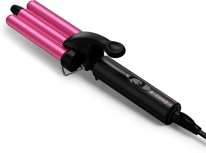 FARERY Mini Waver Curling Iron, 1/2 Inch, Hair Crimper for Women Beach Waves, Keratin & Argan Oil Infused, Dual Voltage, Pouch Bag