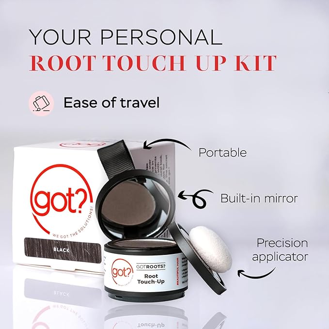 Got? Roots - Root Touch Up Hair Color, Brow, Beard, Hairline & Bald Spot Concealing Powder - Gray Root Coverage for Women & Men - 0.14 OZ Tub (Auburn, Pack of 2)