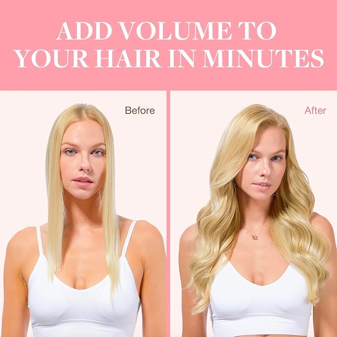 GOO GOO Clip in Hair Extensions Real Human Hair, Remy Human Hair Extensions Clip ins for Women, Natural Human Hair, 16inch 70g 2Pcs, #16/22 Light Blonde Highlighted Golden Blonde