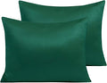 NTBAY Zippered Satin Pillow Cases for Hair and Skin, Luxury Standard Hidden Zipper Pillowcases Set of 2, 20x26 Inches, Dark Green