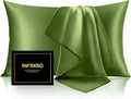 INFIIXSO Mulberry Silk Pillowcase for Hair and Skin, Silk Pillow Cases Queen Size Set of 2 with Hidden Zipper 20"x30", Ultra Smooth and Soft Cooling Pillow Cases for Hot Sleepers(Cedar Green, 2 Pack)