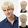 H&Bwig Men Short Toppers Hairpiece Clip in Hair Extensions for Covering White Loss Hair Toupee (Blonde6063#613)
