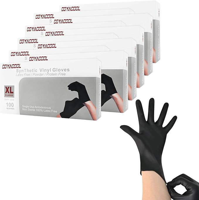 Disposable Gloves Extra Large, Nitrile and Vinyl Blend Latex Free Gloves, 4 Mil,1000 Pc. Food Grade Glove for Cleaning, Food Prep, Hair Dye, Tattoo, Black