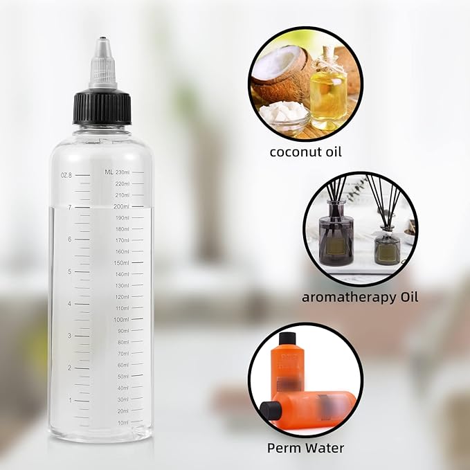 driew Applicator Bottles for Hair, 16.9oz Hair Squeeze Bottle for liquids Twist-On Top Tip Cap with Ratio Graduated Scale Color Applicator Bottle Dye Pack of 2 (8.5oz)
