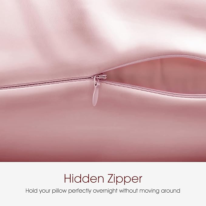 100% Silk Pillow Cases 2 Pack King Size Mulberry Silk Pillowcase for Hair and Skin Set of 2 Highest Grade 6A Silk Soft Breathable Cooling with Hidden Zipper, Pink