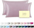 Silk Pillow Cases 2 Pack Soft Breathable and Sliky King Size Pillow Cases Set of 2,Natural Mulberry Satin Silk Pillowcase with Hidden Zipper for Hair and Skin (Lavender,20"X 36",2pcs)