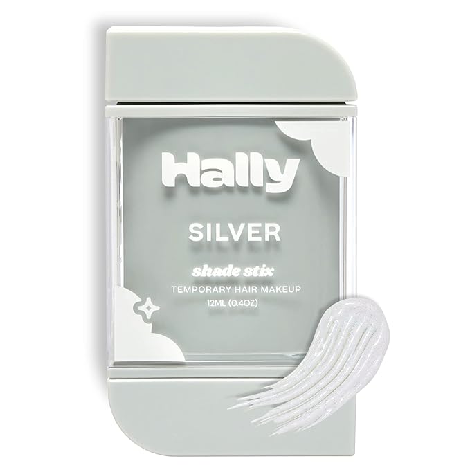 Hally Hair Temporary Hair Color, Shade Stix (Silver) - Hair Makeup Accessories for Kids, Teens & Adults - 12 ml Washable Hair Chalk & Dye for Festivals, Sporting Events & Parties