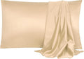 uxcell 2 Pack Silk Satin Pillowcase for Hair and Skin, Cool, Silky, Soft Breathable Pillow Cases Queen Size 20x30 Inch Sateen Pillowcase Champagne with Envelope Closure