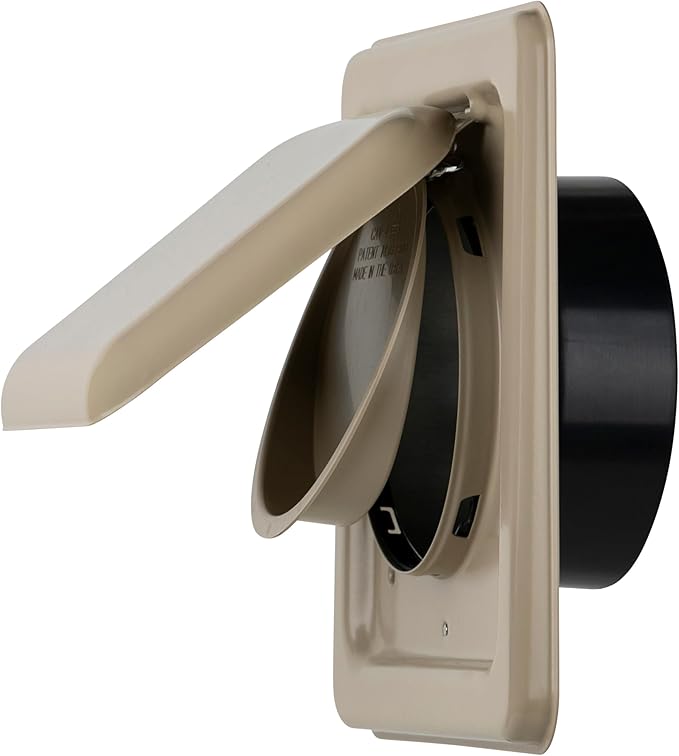 NO-PEST VENT MetalGuard, Dual Door Dryer Vent Cover Outdoor 4 Inch, Powder-Coated Heavy Duty Steel, Pest Proof, Rust Resistant, Safe & Efficient Vent Cap (Tan, 4" Steel With Collar)