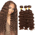28 30 32 Inch Color 4 Deep Wave Bundles Human Hair Chocolate Brown Bundles Niegmeag Virgin Remy Hair Double Weft Brown Deep Wave Bundle Hair Weave
