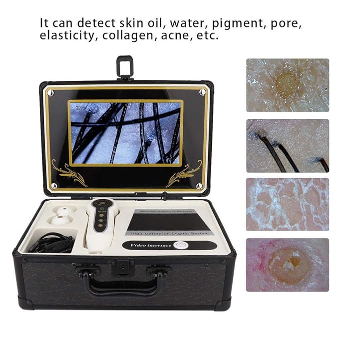 Hair Analyzer Machine, Hair Scalp Skin Oil and Analysis LCD Screen Hair Skin Analyzer Machine 50X 200X Skin Hair Scalp Detector Analyzer Microscope Skin Care Tool(US)