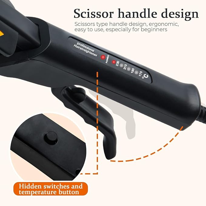 2 Inch Hair Crimper for Volumizing & Textured Styles, Ceramic Crimping Iron with Anti-Static Technology, 4 Adjustable Heat Settings 300°F-450°F, 110-240V Travel Hair Styling Tool for Women