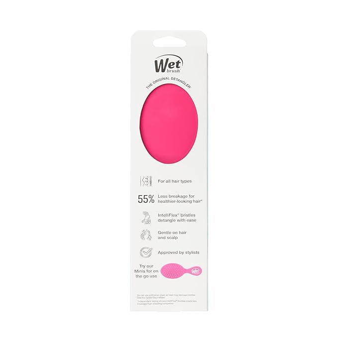 Wet Brush Detangling Brush, Original Detangler Brush (Pink) - Wet & Dry Tangle-Free Hair Brush for Women & Men - No Tangle Soft & Flexible Bristles for Straight, Curly, & Thick Hair