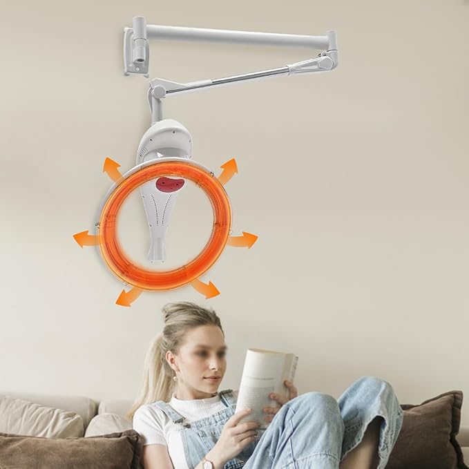 950W Wall Mount Hair Treatment Machine,Orbiting Rotating Hair Processor for Salon Home Use,Time Adjustable,Professional Hair Care for Spa Family (White)