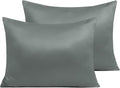 NTBAY Zippered Satin Pillow Cases for Hair and Skin, Luxury Standard Hidden Zipper Pillowcases Set of 2, 20x26 Inches, Dark Grey