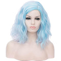 BUFASHION 14" Women Short Blue Kinky Straight Cosplay Synthetic Wigs With Air Bangs 46 Colors Available (blue 2)