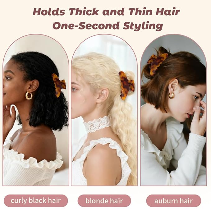 French Hair Claw Clips for Women Grils,4 Inch Strong Hold No Slip Grip Accessories Acetate Material,Not Easily Damaged,Thick or Thin Hair (Amber)