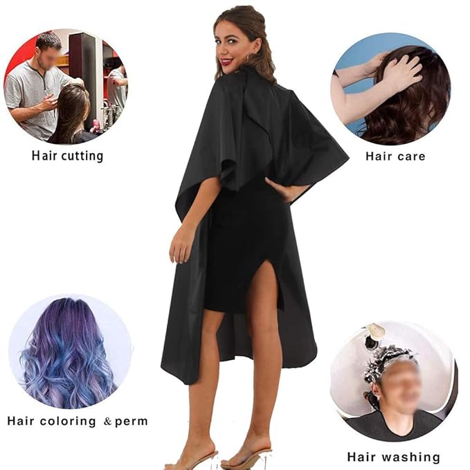 Black Waterproof Hair Salon Cape Professional Barber Cape with Metal Snap Closure Hair Cutting Cape (Black-15 Pack)