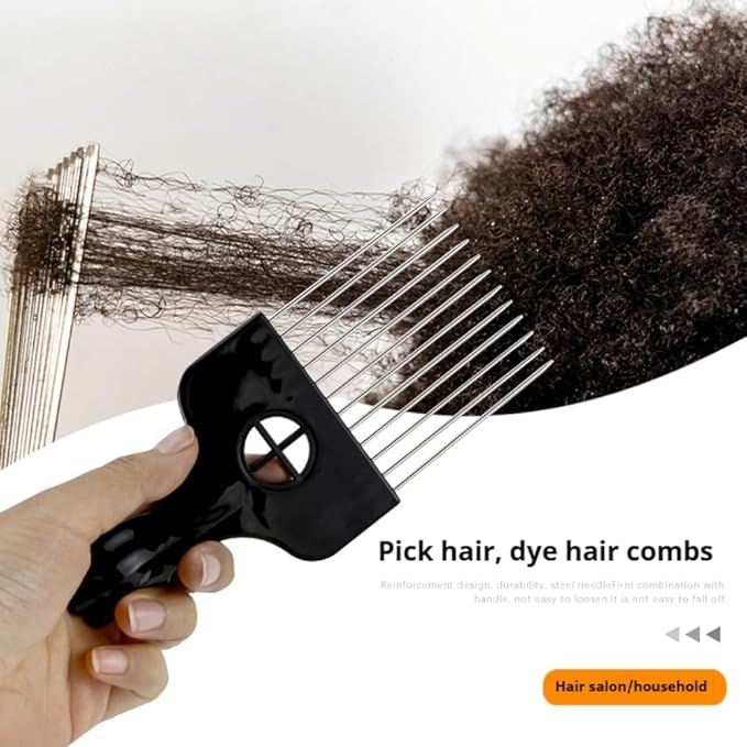 Upgraded Hair Twist Comb Hair Sponge Brush and Metal Afro Hair Pick Comb Set for Black Men Women Curls, 2 In 1 Afro Hair Coil Pick Combs Curl Brush (2 Pcs)