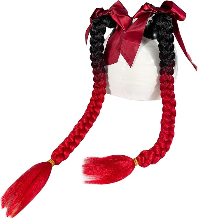 2PCS Helmet Pigtail Motorcycle Helmet Ponytail Bicycle Helmet Braids Hair Tails Used for Any Helmets/Suction Cup Reusable Design 2PCS(Helmet Not Included)