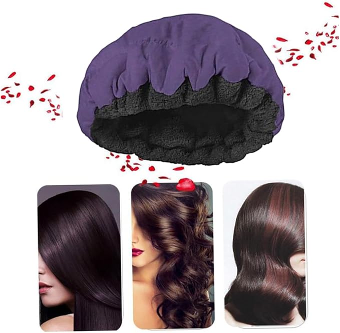 1Pc Cordless Conditioning Heat Cap Flaxseed Heat Cap Microwavable Hair Care for Conditioning, Purple