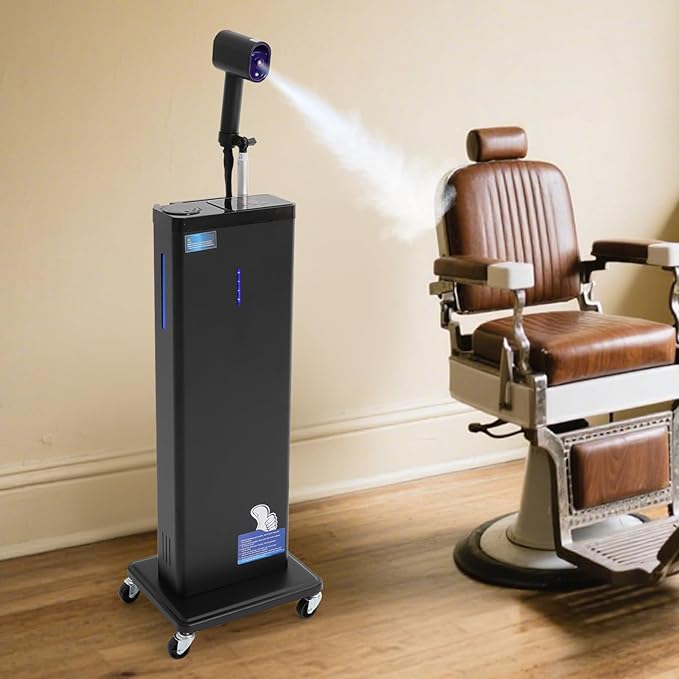 Nano Mist Hair Steamer, 1300W Multifunctional Professional Micro Mist Hair Processor w/ 360°Swivel Wheels & Control Panel,9-Gear Adjustable High Sealing Steamer for Hair Deep Care Repair Salon Spa