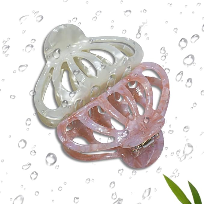 Fashion Tortoise Hair Clips for Women Resin Medium Hair Claw Clip for Fine Hair Non Slip Grip Hair Jaw Clips 2PCS in Set (Plain Tortoise Shell Hair Clips)