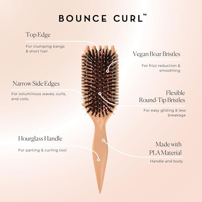 Bounce Curl Volume EdgeLift Brush, 5-in-1 Tool for Volumized, Defined Curls, Waves & Coils - Peach