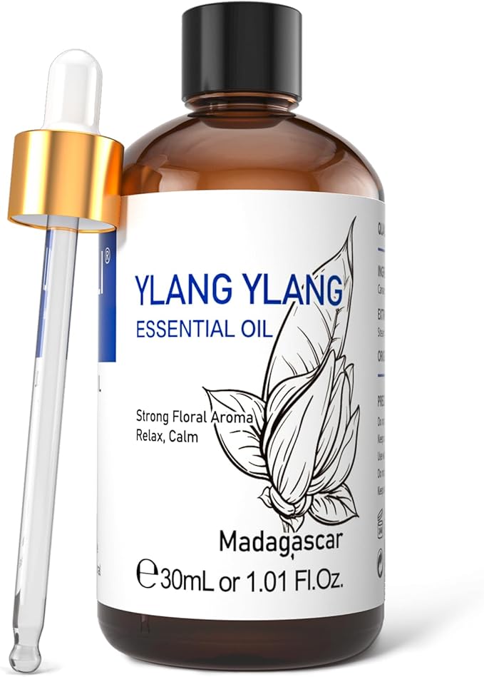 HIQILI Ylang-Ylang Essential Oil, Long-Lasting Scent for Diffusers, Perfumes, Aromatherapy, DIY - 1.01 Fl Oz