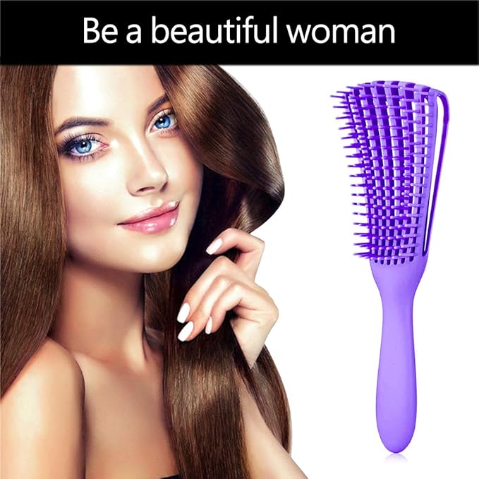 Detangling Hair Brush for Afro America/African Hair Textured 3a to 4c, Knots Detangler Scalp Massage Comb for Women (3 pcs, Purple)