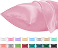 Lirex Satin Pillowcase for Hair and Skin, Super Soft and Cooling Similar to Silk，2 Pack King Size 20"X 40" Pillow Cases with Envelope Closure, Gifts for Women Men, Sakura Pink