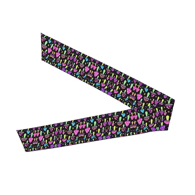 Men Women Sports Sweat Bands, Multifunction Long Head Ribbon for Yoga Workout Shower, Fashion Goth Gothic Magic Hippie Trippy Mushroom Headwear Hair Decor