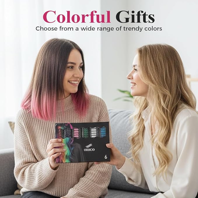 Festive Fun Hair Chalk Combs, Temporary Hair Dye Chalk Comb, Instant Hair Color Comb Washable Quick Dry Vibrant Temporary Color for All Ages for Birthday Party, Christmas Gifts (6 Colors) (10pcs)