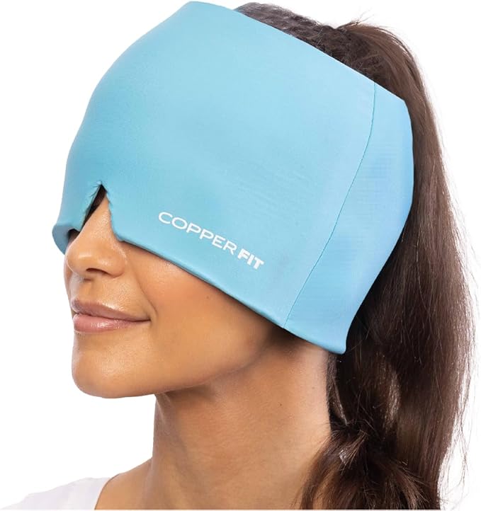 Copper Fit Rapid Relief PRO Migraine Headache Relief Cap, Soothing Ice Pack Mask Products, Cooling Gel Hat, Face Cold Compress Head Wrap for Tension, Stress, Sinus, Hangover– Class 1 Medical Device