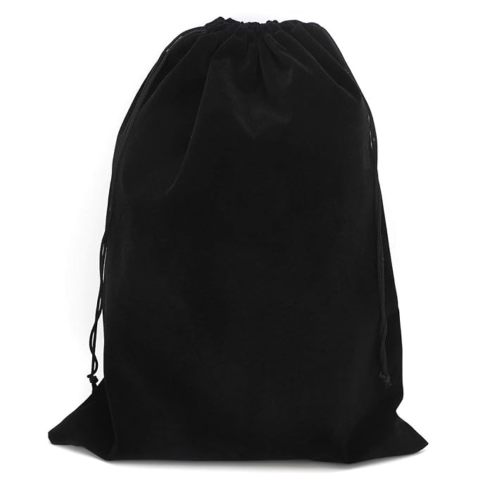 Segbeauty Large Hair Dryer and Garment Organizer Bag - Velvet Drawstring Pouch with Satin Liner, 11.8x15.7 inch, Black, for Diffuser, Straighteners, Clothes