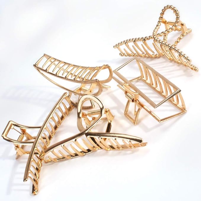 ANBALA Gold Hair Clips, Metal Large Claw Clips for Thick Hair Big Jaw Clips for Hair, Butterfly Hair Clips Hair Accessories for Women
