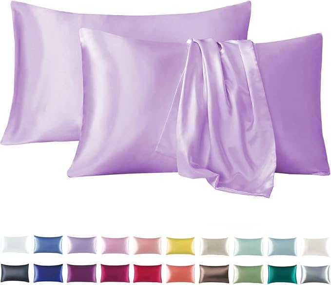 Tyfitb Satin Pillowcase Set for Hair & Skin Care – Cooling, Hypoallergenic, Anti-Frizz, Wrinkle-Free – Soft, Luxurious Pillowcases with Envelope Closure – 2-Pack, King Size 20x36, Gift-Ready