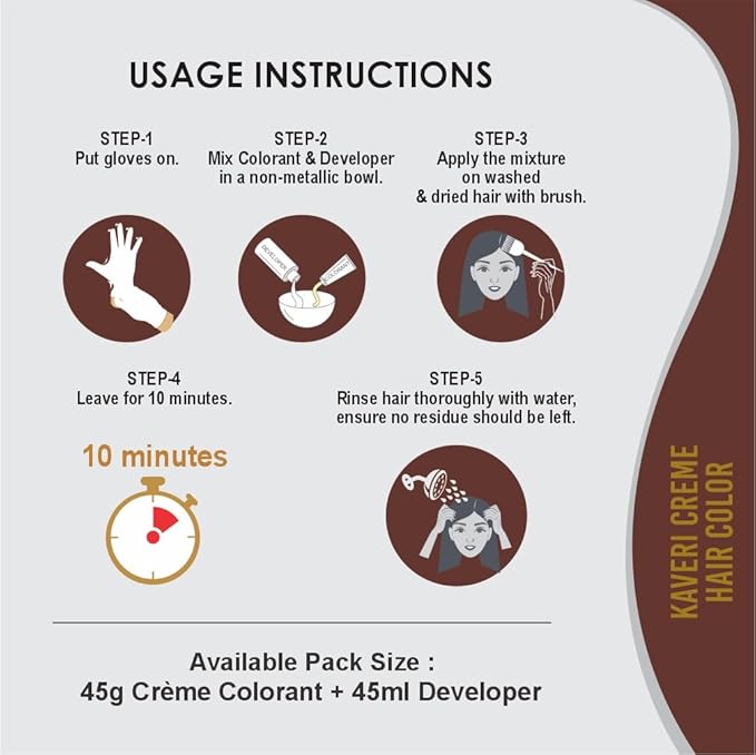 Creme Hair Color Permanent Hair Dye Color - With Improved Creme Formula for Gray Coverage Ammonia Free Hair Color Dye for Rich Bright Long lasting (Dark Brown, 3.04 Fl Oz) - Pack Of 2