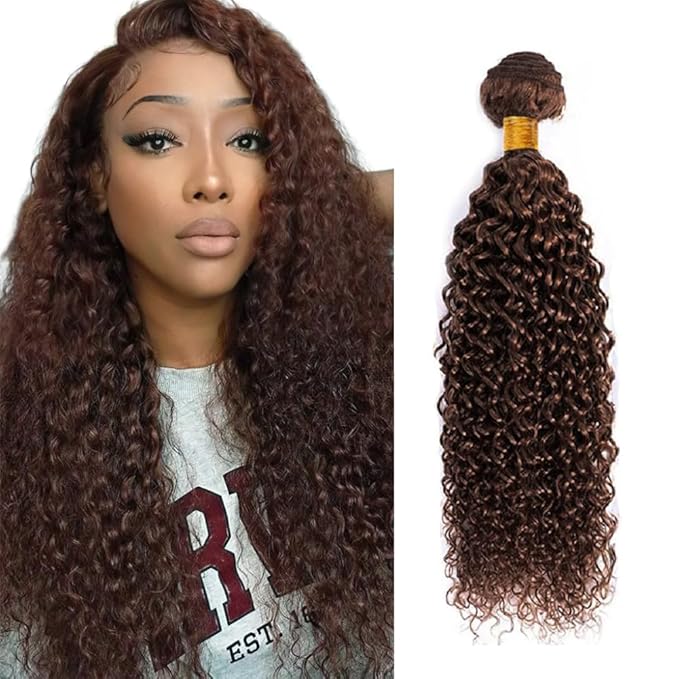Chocolate Brown Kinky Curly Bundles Human Hair Brown Bundles 28 Inch Niegmeag Brazilian Virgin Remy Hair Extensions Color 4 Kinky Curly Bundle Double Weft Hair Weave 100g