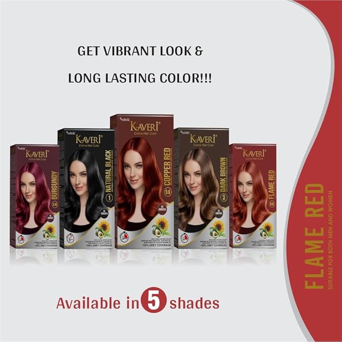 Creme Hair Color Permanent Hair Dye Color - With Improved Creme Formula for Gray Coverage Ammonia Free Hair Color Dye for Rich Bright Long lasting (Flame Red, 3.04 Fl Oz) - Pack Of 2