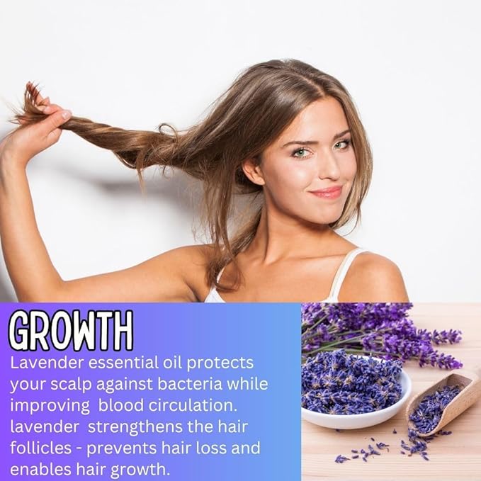 Rice Water Hair Growth Spray – 4oz Fermented Treatment with Biotin & Caffeine – Lavender Vanilla Hair & Scalp Mist for Men & Women – Vegan, Non-Greasy, Thicker Hair Support