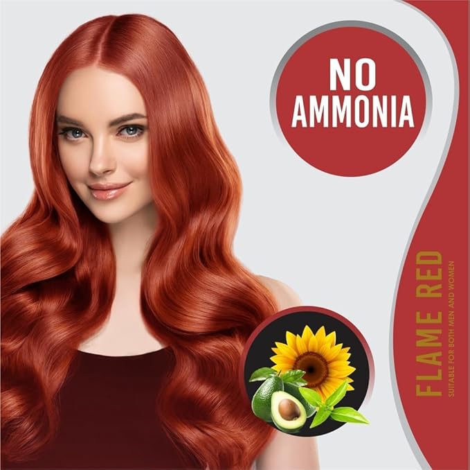 Creme Hair Color Permanent Hair Dye Color - With Improved Creme Formula for 100% Gray Coverage Ammonia Free Hair Color Dye for Rich Bright Long lasting (Flame Red, 3.04 Fl Oz)