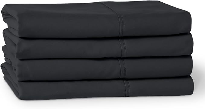 Bare Home 4 Pillowcases - Premium 1800 Ultra-Soft Collection - Bulk Pack - Double Brushed - Hypoallergenic - Wrinkle Resistant - Easy Care (King - 4 Pack, Black)