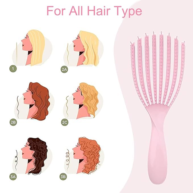 Hair Brush for Afro American/African Hair Textured Professional Curved Vented Brush Wet Dry Curly Hairbrush Detangling Massage Hairdressing Comb (Pink, Big)