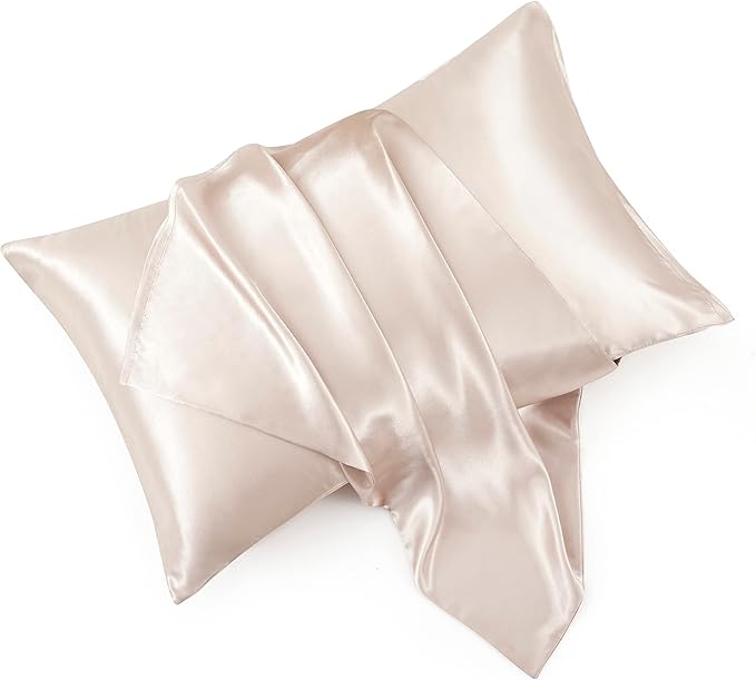 Taupe King Size Satin Pillowcase Set of 2 for Hair and Skin,Taupe Silk Pillowcase Breathable Pillowcase with Envelope Closure