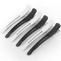 Hair Clips for Styling - 6 pcs No Crease Hair Clips for Women - Non Slip Duck Billed Hair Roller Clips with Silicone Band - Salon Hair Sectioning Clips Black White