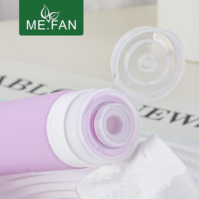 ME.FAN 4 Pack Blue Silicone TSA Approved 3oz Travel Size Containers, Travel Bottles for Toiletries, Shampoo, Lotion