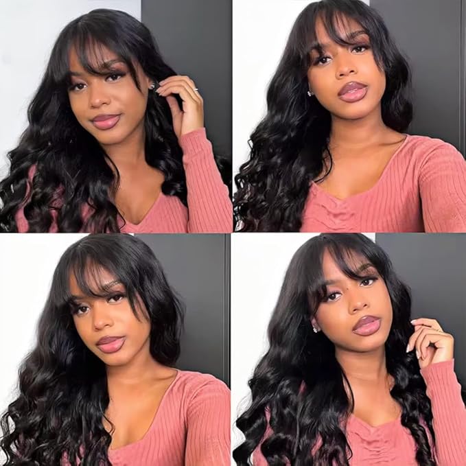 Natural Black Body Wave Human Hair Bundles Niegmeag Unprocessed Brazilian Virgin Remy Hair 3 Bundles 22 22 22 Inch Double Weft Soft and Silky Color 1B Body Wave Bundle Hair Weave